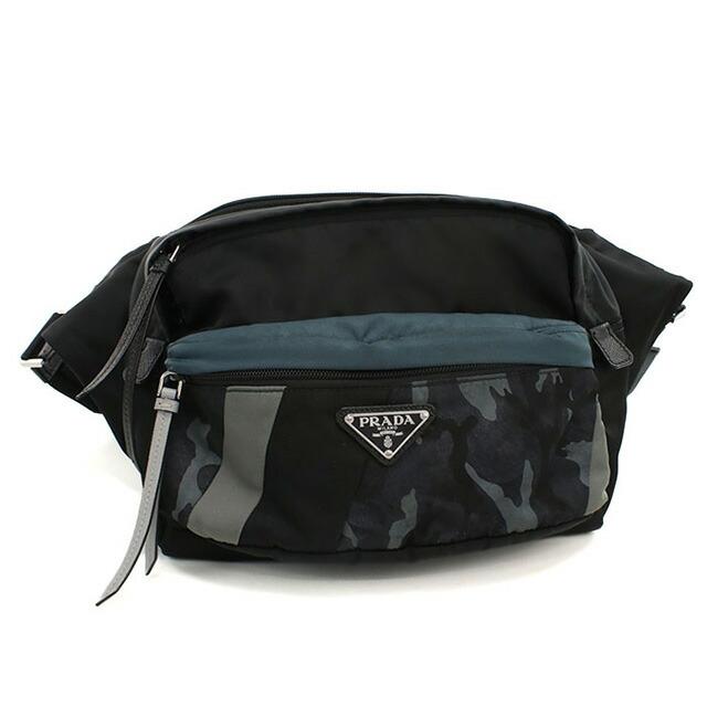中古良品PRADA プラダ ボディバッグ 2VH038 ベルトバッグ メンズ ブラック PRADA（プラダ） 中古 ボディバッグ メンズ ブランド ベルトバッグ