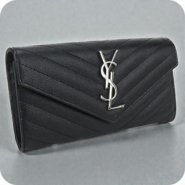 SAINT LAURENT ブラック長財布 サンローラン SAINT LAURENT 二つ折り長財布 レディース 長財布