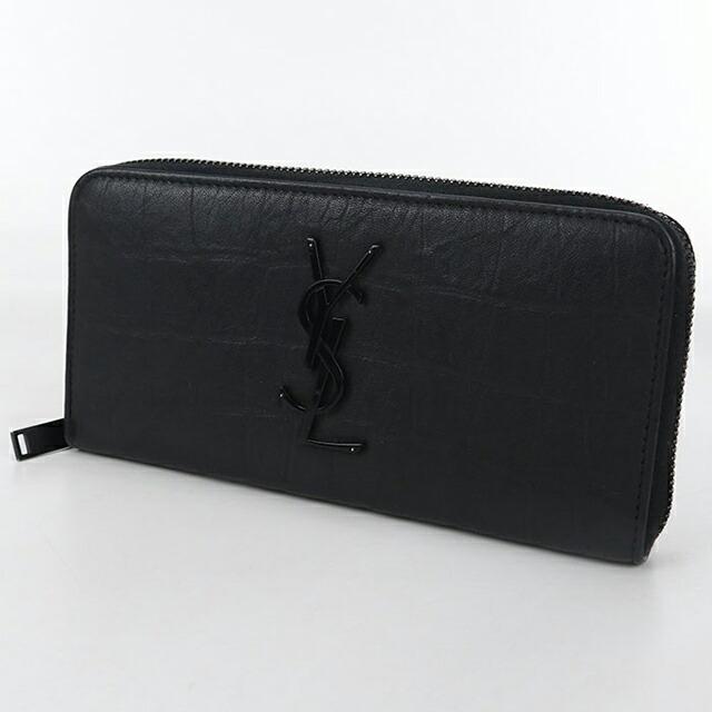 サンローラン　二つ折り財布　ラウンドファスナー　Vステッチ　YSL ブラック SAINT LAURENT 中古 サンローラン 長財布ラウンドファスナー