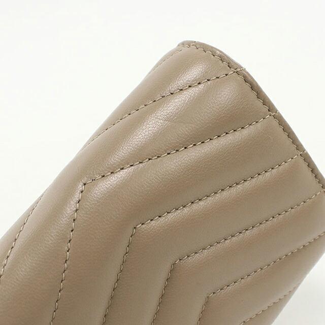 Saint Laurent　カサンドラ　三つ折り　ベージュ サンローラン”ぷっくり”キルティング財布「カサンドラビジュー