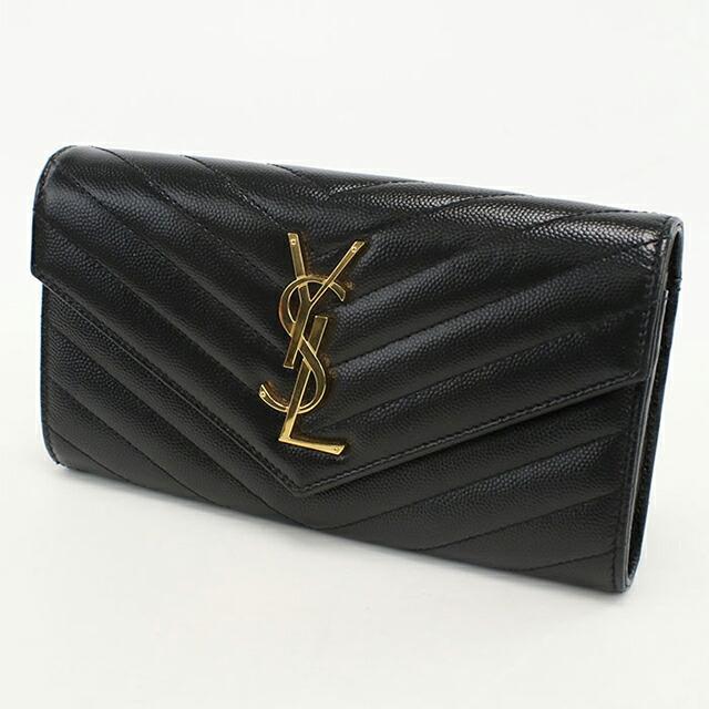 サンローラン ラージフラップ ウォレット 長財布 レザー 372234 レディース SAINT LAURENT  中古 サンローラン ラージフラップ ウォレット 長財布 レザー 372234