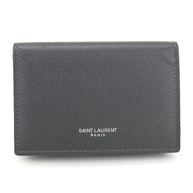 サンローラン　名刺入れ　ビジネスカードホルダー　ブラック　ロゴ　レザー SAINT LAURENT 中古 サンローラン 名刺入れ メンズ ブランド ビジネス
