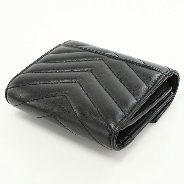 美品✨YSL サンローラン　カサンドラ　三つ折り財布　ブラック　レザー SAINT LAURENT 中古 サンローラン 三つ折り財布 レディース ブランド