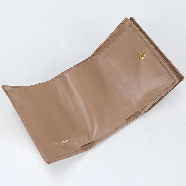 リー　SAINT LAURENT ブラウン三つ折り財布 中古 サンローラン 三つ折り財布 レディース ブランド SAINT LAURENT