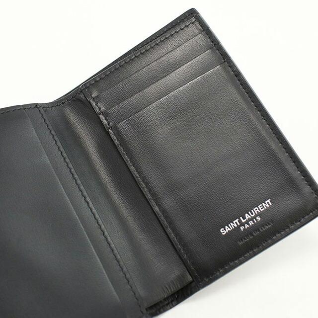 SAINT LAURENT 二つ折り財布 ブラック　美品 YSL イヴ・サンローラン 折りたたみ財布 二つ折り財布 レザー 黒