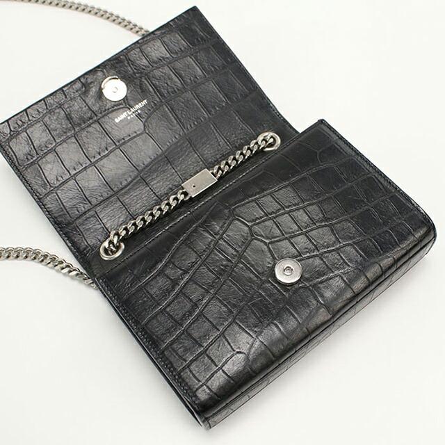 サンローラン SAINT LAURENT ウォレットチェーン 斜め掛けショルダーバッグ レザー/メタル ブラック レディース 送料無料【中古】 e60535a SAINT LAURENT - サンローラン SAINT LAURENT ウォレットチェーン 斜め