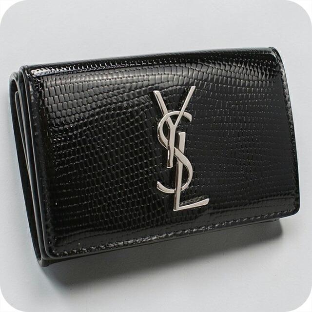 SAINT LAURENT 中古 サンローラン 三つ折り財布 コンパクト 三折財布