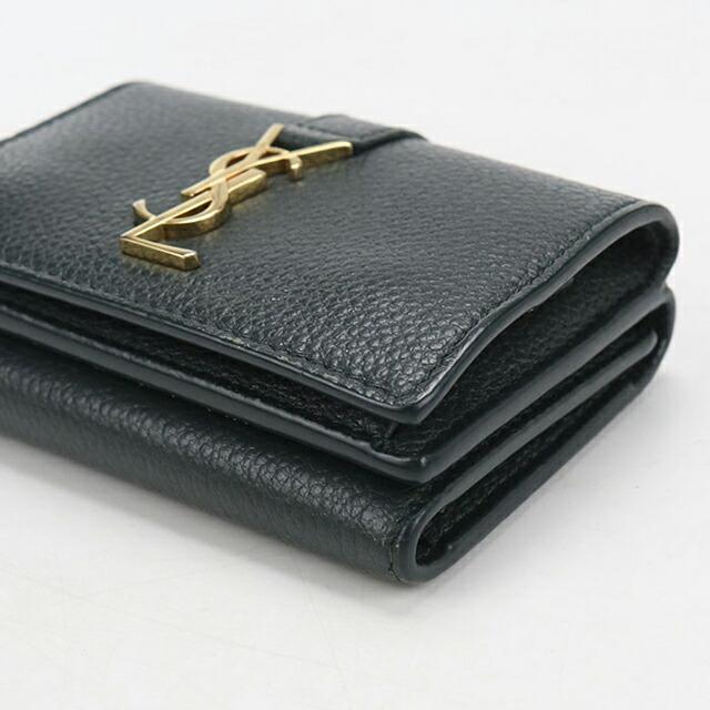 SAINT LAURENT 中古 サンローラン 三つ折り財布 コンパクト 三折財布