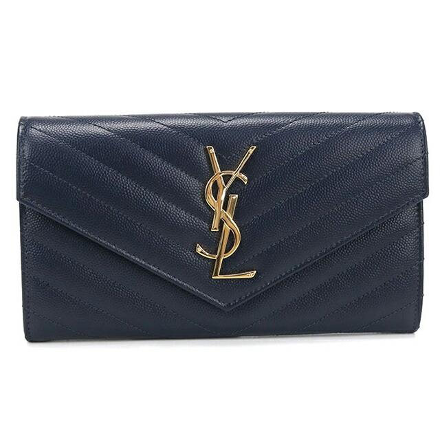 サンローラン　ラージフラップ ウォレット YSLライン 二つ折り　長財布　財布 SAINT LAURENT 中古 サンローラン 長財布 二つ折り レディース