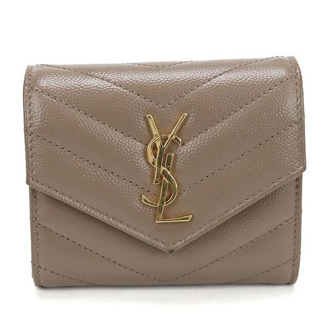 SAINT LAURENT 中古 サンローラン 三つ折り財布 コンパクト 三折財布