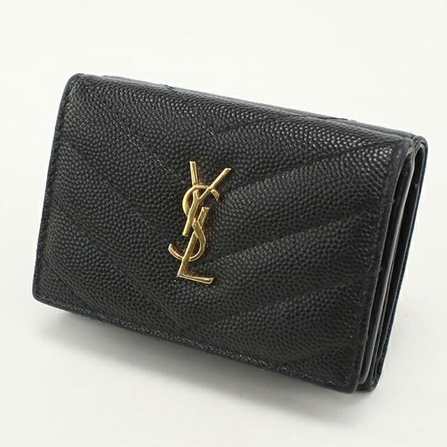 SAINT LAURENT 中古 サンローラン 三つ折り財布 コンパクト 三折財布