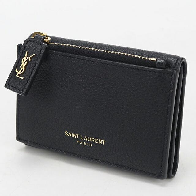 SAINT LAURENT サンローラン マテラッセ 三つ折り財布 ブラック SAINT LAURENT 中古 サンローラン 三つ折り財布 レディース ブランド
