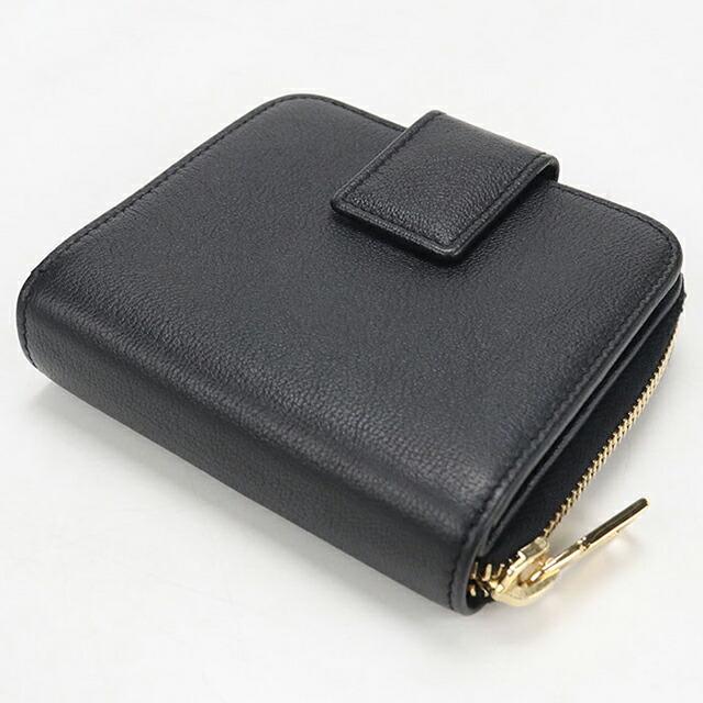 未使用SAINT LAURENTレザー二つ折り財布　ZODIAC 黒　箱袋付き SAINT LAURENT 中古 サンローラン 二つ折り財布 二折財布 レディース