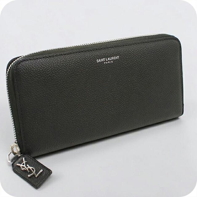 SAINT LAURENT 長財布 ダークグレーラウンドファスナー SAINT LAURENT 中古 サンローラン 長財布ラウンドファスナー メンズ