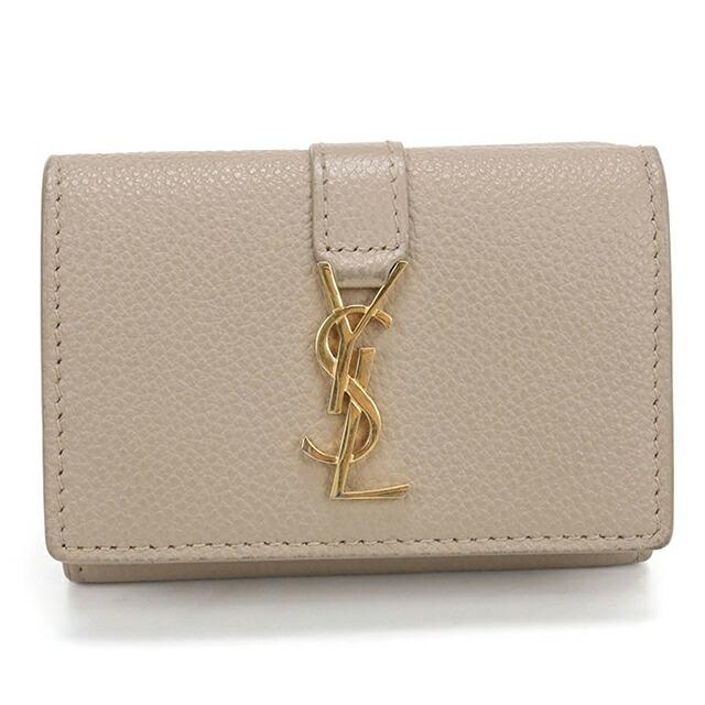 【最終値下げ】SAINT LAURENT ベージュ 三つ折り財布 ゴールド金具 SAINT LAURENT 中古 サンローラン 三つ折り財布 三折財布 レディース