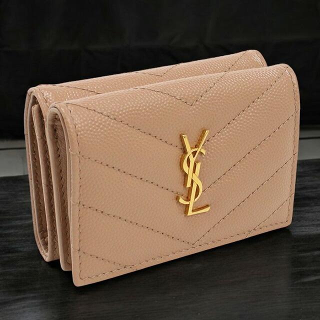 中古良品 ぐらつく SAINT LAURENT サンローラン 三折財布 668935 三 