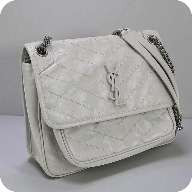 サンローラン　グレー　ショルダーバッグ サンローラン SAINT LAURENT ショルダーバッグ レザー/メタル