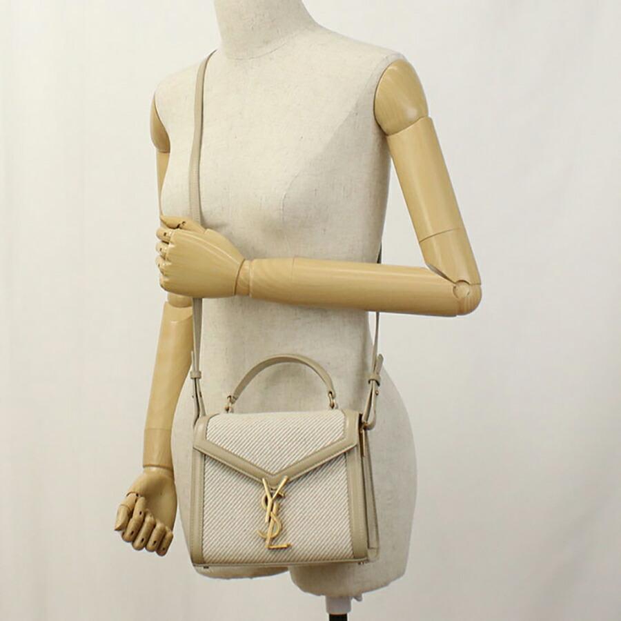 美品】サンローラン カバ リヴゴーシュ 2way レザー×ラフィア ベージュ