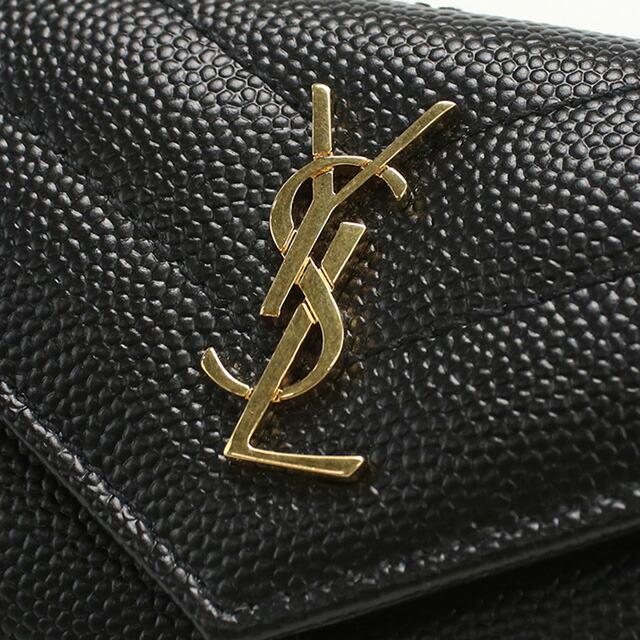 サンローラン SAINT LAURENT 三つ折り財布 レザー ブラック ゴールド レディース 602791 送料無料【中古】 r11097a SAINT LAURENT 中古 サンローラン 三つ折り財布 レディース ブランド