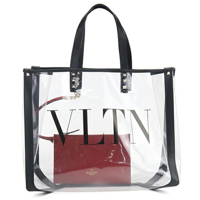 希少　ヴァレンティノ　 VLTN クリア ロックスタッズ トートバッグ　ポーチ付 VALENTINO（ヴァレンティノ） 中古 トートバッグ レディース ブランド