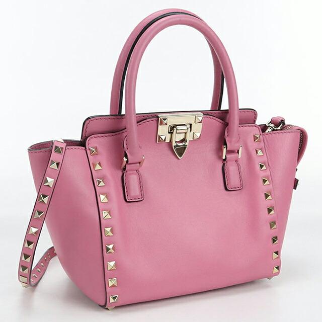 VALENTINO ヴァレンティノ ロックスタッズ 2WAY チェーンショルダーバッグ レザー ピンク valentino garavani - 【美品】ヴァレンティノ バレンチノ VALENTINO