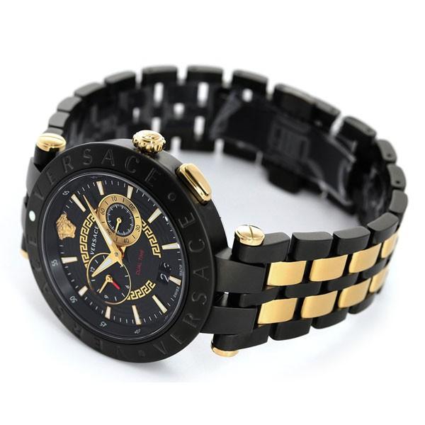 ヴェルサーチ 時計 メンズ 腕時計 ブランド Vレース デュアルタイム 46mm VEBV00619 ヴェルサーチェ ブラック ゴールド