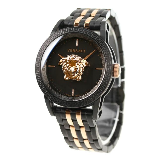 ヴェルサーチ パラッツォ クオーツ 腕時計 ブランド メンズ VERSACE VERD01623 アナログ ブラック ピンクゴールド 黒 スイス製 プレゼント 実用的の画像