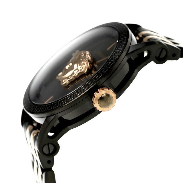 ヴェルサーチ パラッツォ クオーツ 腕時計 ブランド メンズ VERSACE VERD01623 アナログ ブラック ピンクゴールド 黒 スイス製 プレゼント 実用的の画像