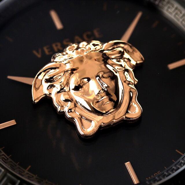 ヴェルサーチ パラッツォ クオーツ 腕時計 ブランド メンズ VERSACE VERD01623 アナログ ブラック ピンクゴールド 黒 スイス製 プレゼント 実用的の画像