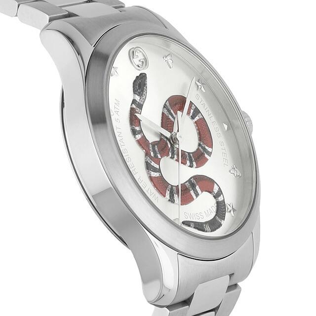 グッチ ジータイムレス クォーツ 電池式 腕時計 ブランド メンズ 蛇 GUCCI YA1264076 シルバー スイス製の画像