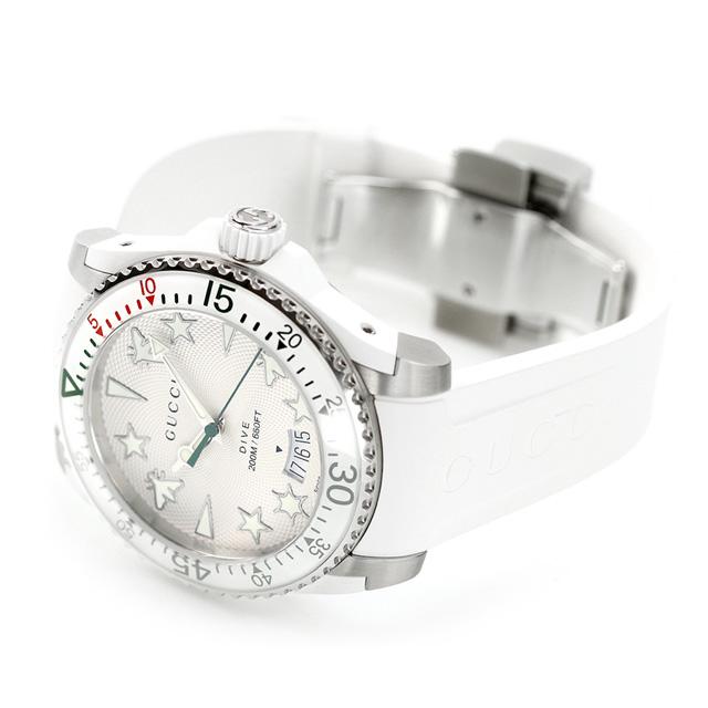 グッチ 時計 メンズ ダイヴ 40mm スイス製 クオーツ 腕時計 ブランド YA136337 シルバー ホワイト