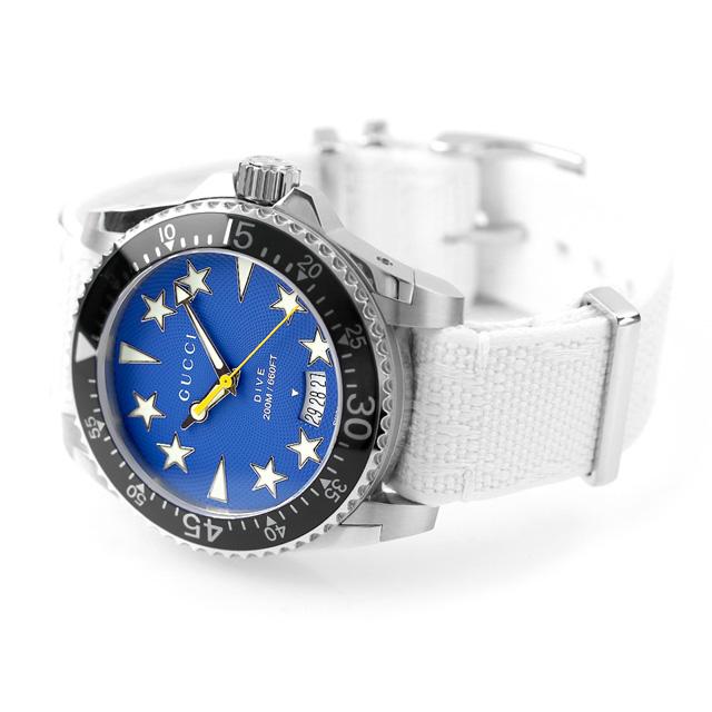 グッチ ダイヴ クオーツ 腕時計 ブランド メンズ 替えベルト YA136340 アナログ ブルー ホワイト 白 スイス製 父の日 プレゼント 実用的｜nanaple｜04
