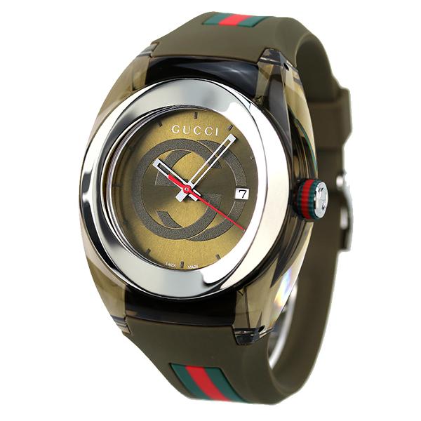 グッチ 時計 シンク 46mm クオーツ メンズ 腕時計 ブランド YA137106 カーキ プレゼント 実用的の画像