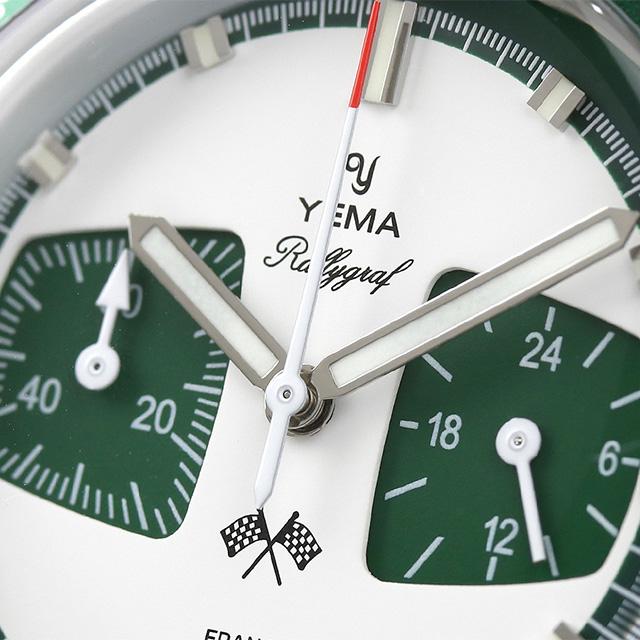 イエマ ラリーグラフ メカ クオーツ 腕時計 ブランド メンズ クロノグラフ YEMA YMHF1580-ZM アナログ ホワイト グリーン 白 フランス製｜nanaple｜06