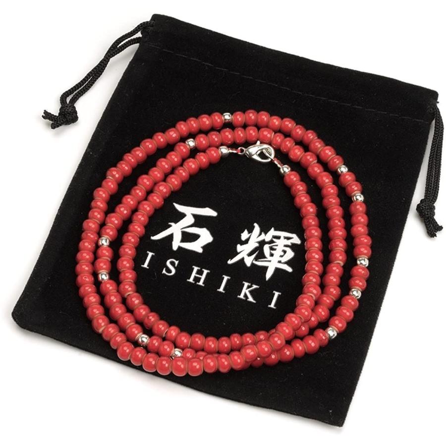 都内で レッド 石輝 ネックレス 713nan ロング インディアンジュエリー 6mm ビーズ 赤 メンズアクセサリー