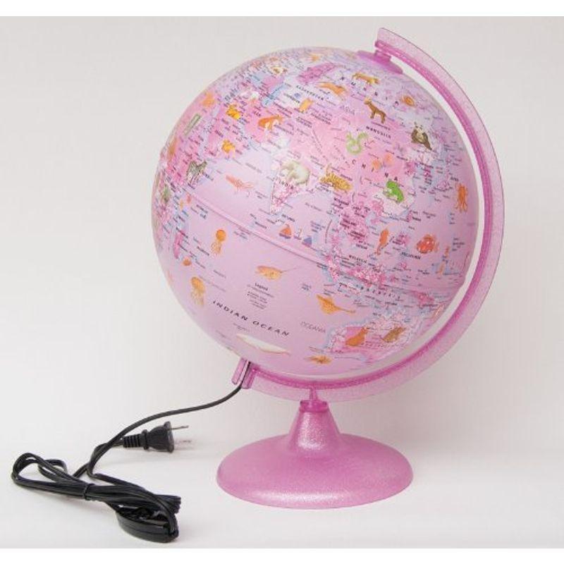 Orbys 地球儀 英語版 ピンクzooライト付 球径25cm イラスト付き 喜ばれる誕生日プレゼント