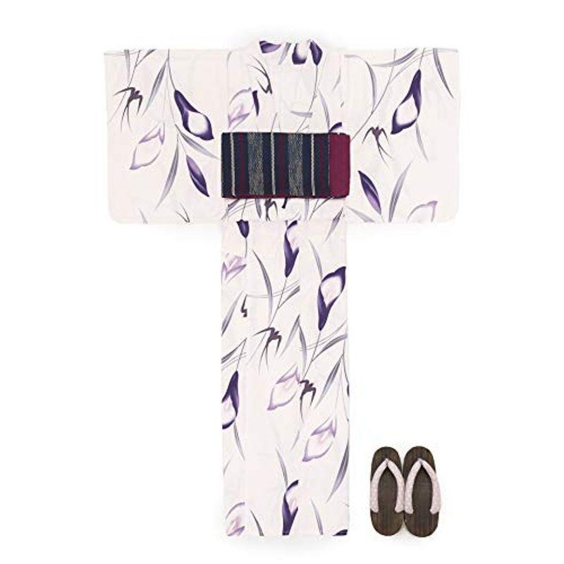 超熱 綿 燕 つばめ 花 カラー パープル 紫色 ピンク レトロ レディース 浴衣セット (ソウビエン) モダン ボヌールセゾン マクレ 半幅帯 浴衣、帯セット