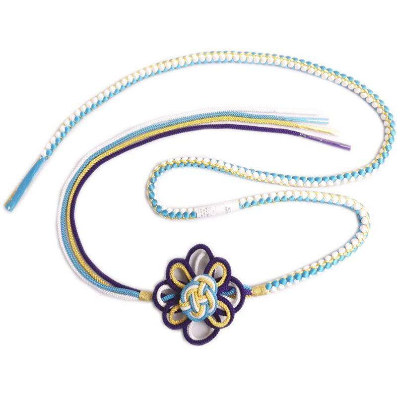 超安い 先割れ 花結び 帯〆 帯締め 4色使い 着物 成人式 振袖 水色白紫金 正絹 着付け小物 Pathwaysfl Org