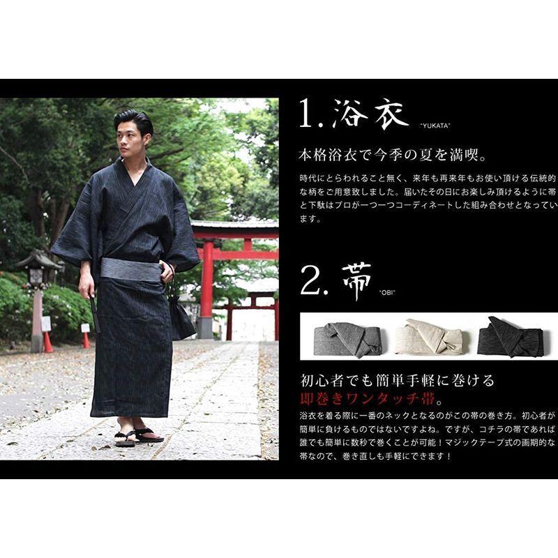 日本製 スプ Spu 浴衣 メンズ 男 浴衣セット 簡単 セット ワンタッチ帯 帯 下駄 扇子 巾着袋 5点セット しじら織り 綿 着物 人気 浴衣 Physiofixfitness Com