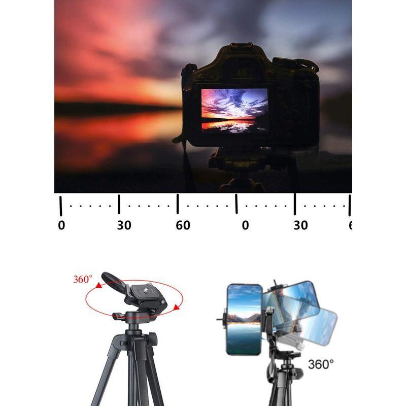 スマホ三脚 リモコン カメラ三脚 135cm 3段 3way雲台 アルミ リモコン付き 4段階伸縮 360 回転可能 ビデオカメラ三脚 収 期間限定