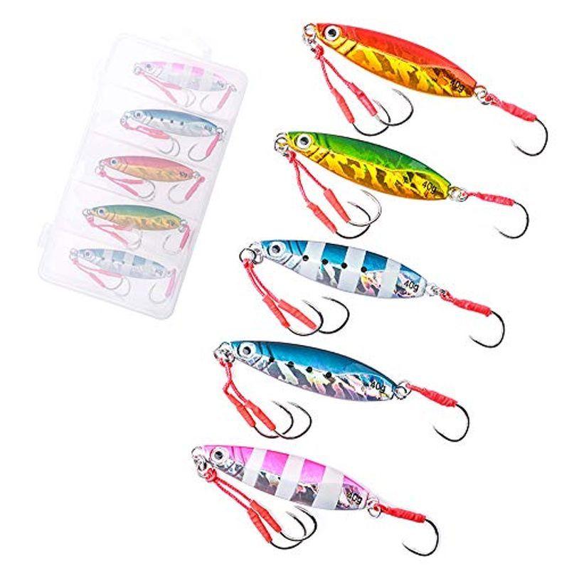 ヒーロー釣具 メタルジグ セット ルアー スロー ジギング アシストフック装備 40g 5個セット ケース付 人気ショップが最安値挑戦