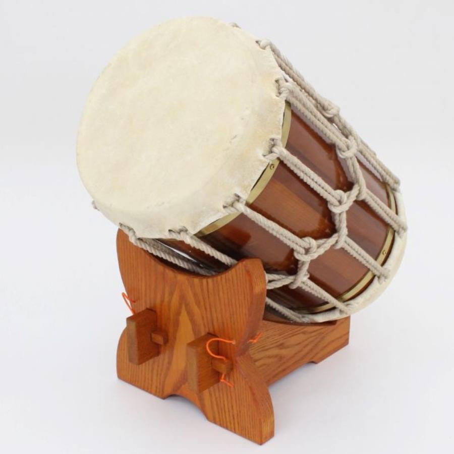 桶胴太鼓6寸5分（革面直径19,5cm） 和太鼓・獅子舞用・牛革・バチ付