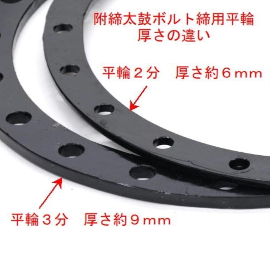 附締太鼓ボルト締用平輪3分 直径35cmX厚さ9mm 鉄製 締太鼓用・ボルト締