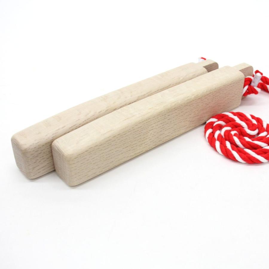 拍子木 中サイズ(上)樫製 27,5cmX5cmX3,5cm 楽器・お祭り・祭礼・夜警