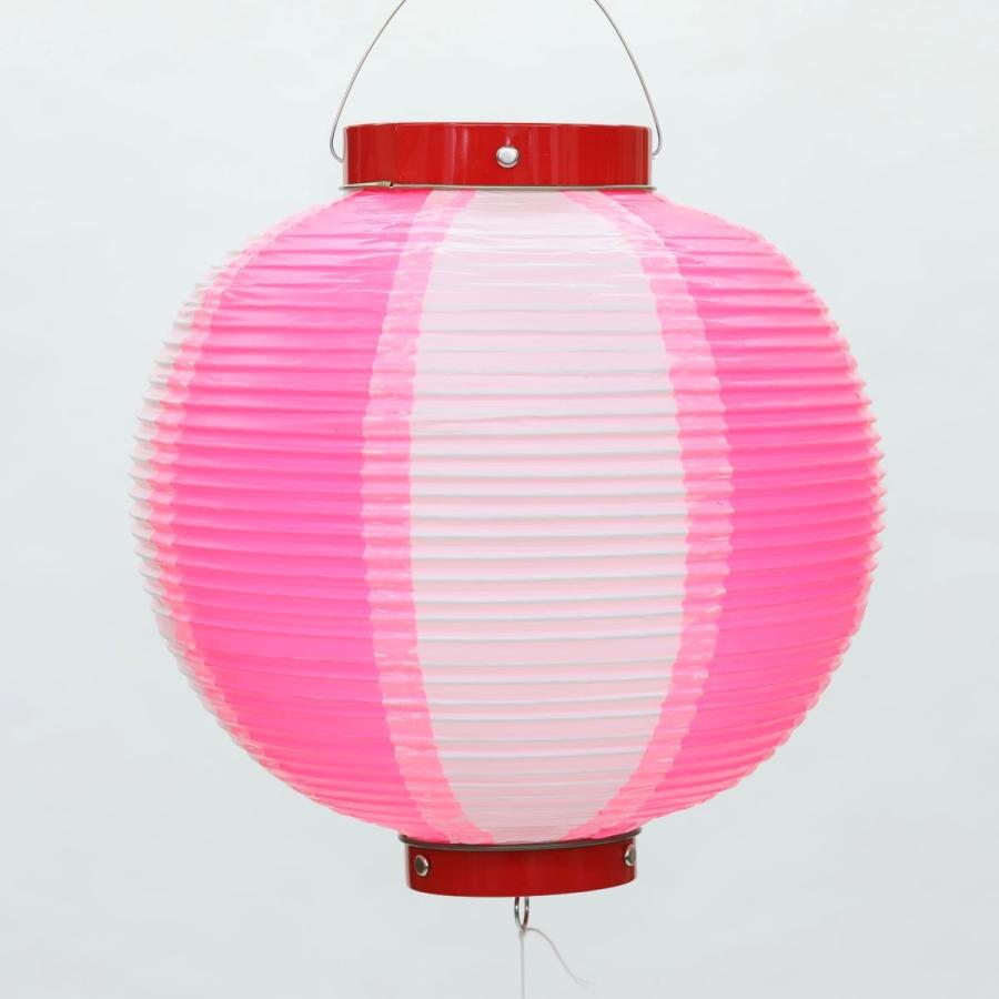 10号丸型提灯 ピンク/白 幅27cmX高さ30cm ビニール製 丸提灯・灯燈