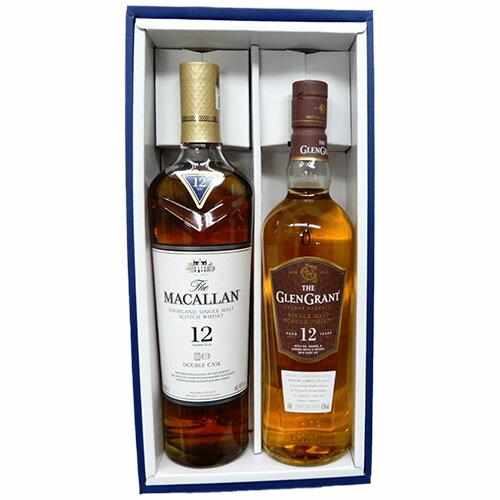 12年飲み比べ2本セット マッカラン12年ダブルカスク40度700ml、グレン 