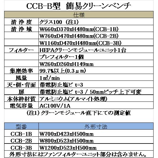 簡易型クリーンベンチ　CCB-1B　W700xD423xH500mm