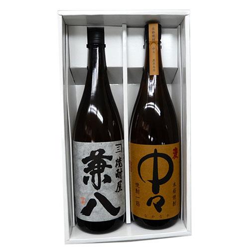 麦焼酎豪華2本セット 兼八、中々 25度 1800ml ギフトボックス
