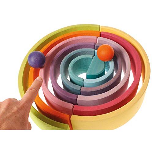 グリムGRIMMS 玩具 おもちゃ 知育玩具 積み木 インテリア 見立て遊び 虹 レインボー 高さ18×幅38×奥行7cm 虹色トンネル パス 高さ18×幅38×奥行7cm 特大 パステル