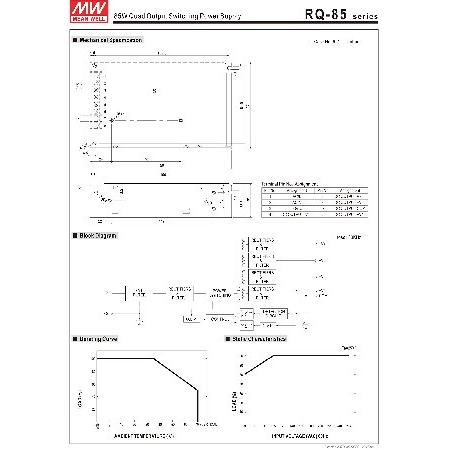 MW Mean Well RQ-85B +/-12V +/-5V 0.5A 3.1A 7A 80W Quad Output Switching Power Supply並行輸入品｜nandy｜03